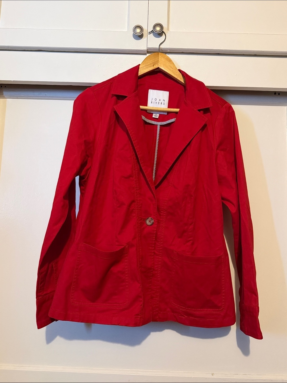 Joan Rivers Red Cotton Single-Button Blazer